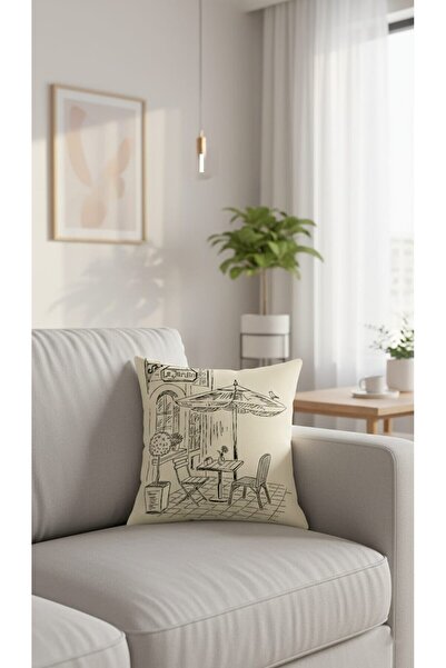 Etnik Dekor Special Design Sketch Cafe Patterned Digital Printing Single Thro...