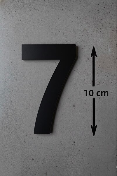 Yalıgraf Reklam Tabela رقم الباب رقم 7، زجاج شبكي أسود 10 سم، رقم باب فيلا أو...