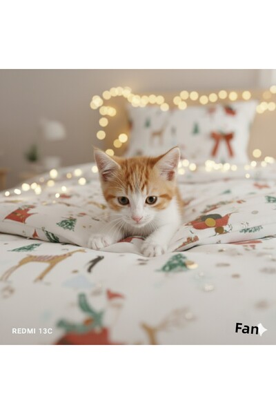 ELEGANCEHOME Flannel, 100% Cotton, New Year, Single Duvet Cover Set