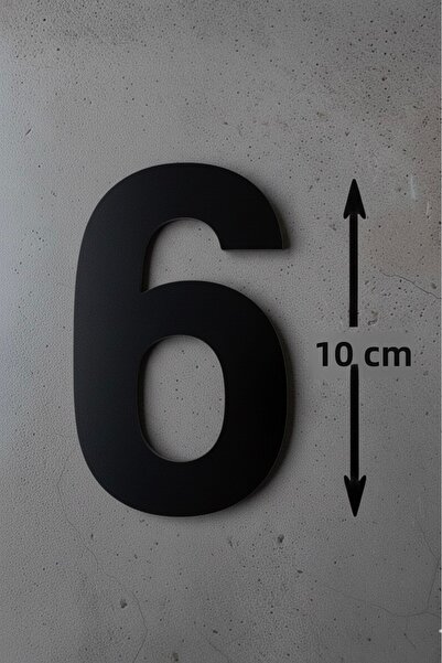 Yalıgraf Reklam Tabela رقم الباب رقم 6، زجاج شبكي أسود 10 سم، رقم باب فيلا أو...