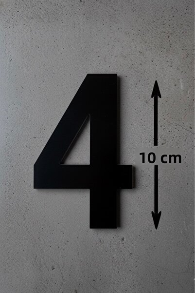 Yalıgraf Reklam Tabela رقم الباب رقم 4، زجاج شبكي أسود 10 سم، رقم باب فيلا أو...