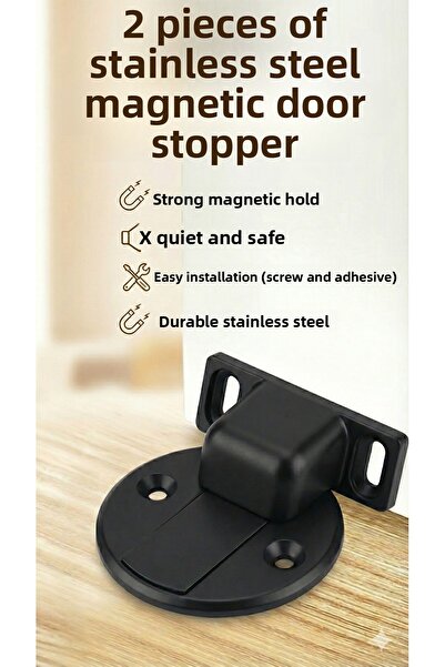sonx Opritor magnetic puternic pentru uși – (2 bucăți) din oțel inoxidabil NE...