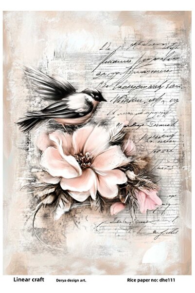 DERYA DESİNG ART ورق ديكوباج نحاسي بنمط كتابة الطيور والزهور والحروف رقم: DHE...