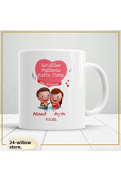 WİLLOW STORE Valentine's Day, Special for Lovers, Love, Affection Porcelain M...