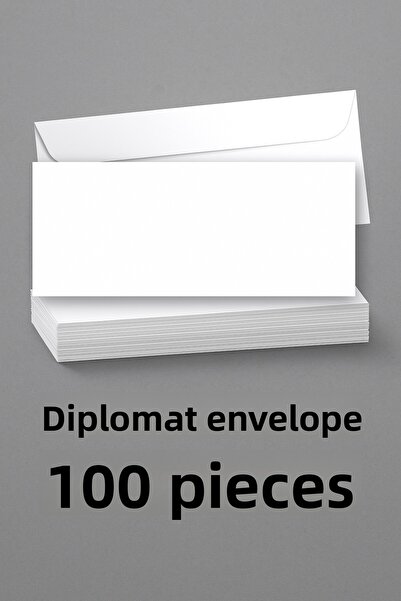 ANI OFİS KIRTASİYE A K مغلف دبلوماسي 100 قطعة - مغلف أبيض مقاس DL - مغلف للمكتب والوثائق - ذاتي اللصق