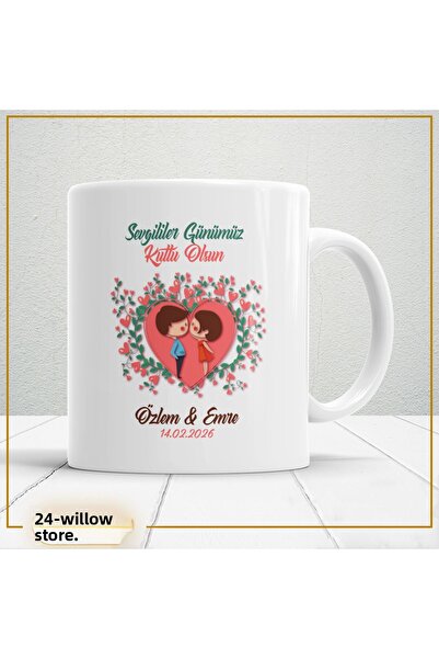 WİLLOW STORE Valentine's Day, Special for Lovers, Love, Affection Porcelain M...