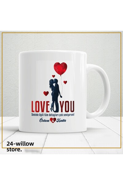 WİLLOW STORE Valentine's Day, Special for Lovers, Love, Affection Porcelain M...