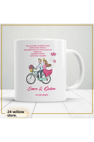 WİLLOW STORE Valentine's Day, Special for Lovers, Love, Affection Porcelain M...