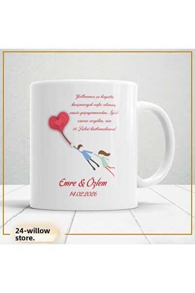 WİLLOW STORE كوب خزفي لعيد الحب، خاص بالمحبين، للحب والرومانسية -23
