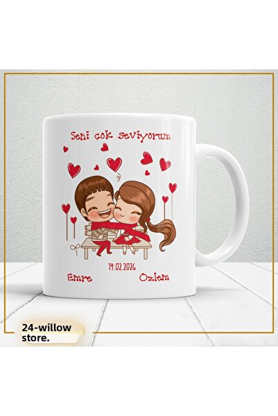 WİLLOW STORE كوب خزفي لعيد الحب، خاص بالمحبين، للحب والرومانسية - 24