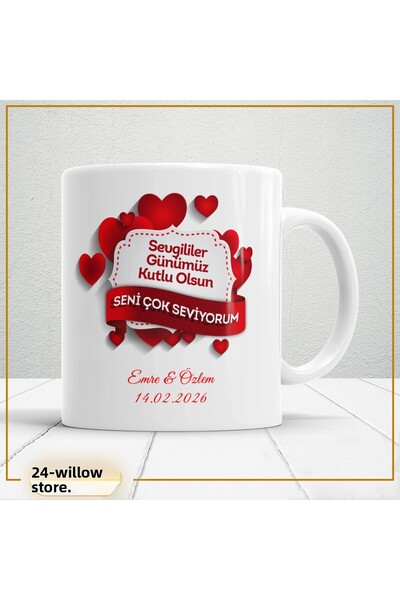 WİLLOW STORE Valentine's Day, Special for Lovers, Love, Affection Porcelain M...