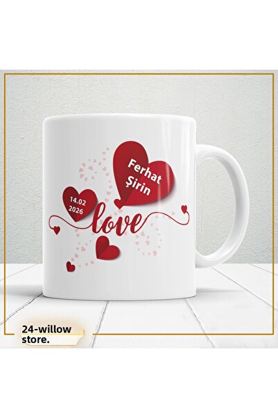 WİLLOW STORE Valentine's Day, Special for Lovers, Love, Affection Porcelain M...