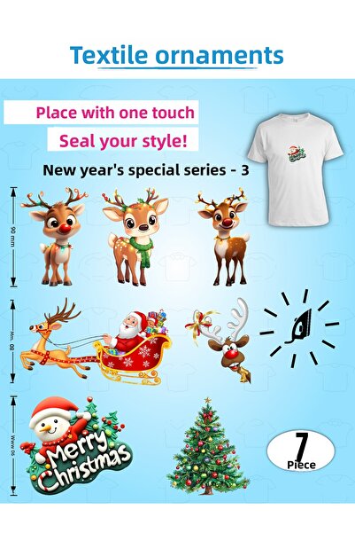 AGG Reklam مجموعة ملصقات الملابس اللاصقة بالكي من سلسلة رأس السنة - طقم من 3 قطع