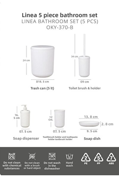 Okyanus Home Σετ μπάνιου Linea Off-White με ριγέ στρογγυλό σχήμα