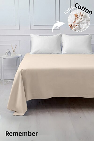 Anılsan Elastic-Free Beige Ranforce Bed Sheet 100% Cotton Double/Single Size