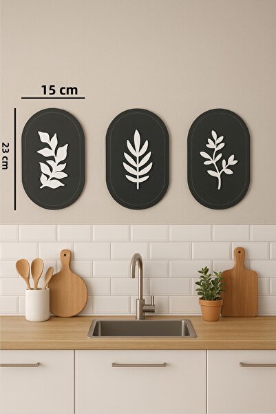 Amorf Design Modern Frameless Triple Painting Anthracite-White