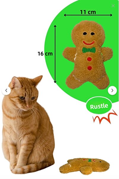 Miyav 2 Pieces of Sound Cat Toy Plush Cookies - Gingerbread Plush Cat Toy Christmas Gift
