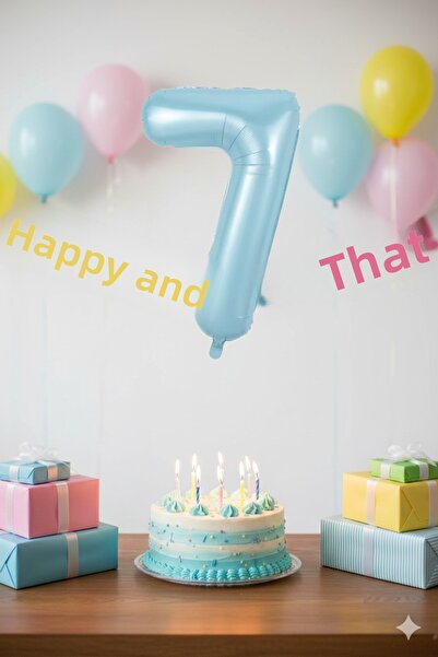 Deniz Party Store بالون فويل أزرق لعمر 7 سنوات 34 بوصة 76-80 سم