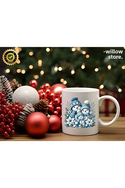 WİLLOW STORE Christmas Cute Snowman 16 Themed Porcelain Mug, New Year, Merry ...