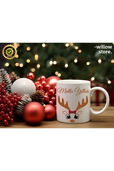 WİLLOW STORE Christmas Cute Deer 6 Themed Porcelain Mug, Christmas, Merry Chr...