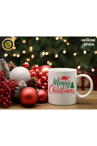 WİLLOW STORE Merry Christmas, Christmas Themed Porcelain Mug, New Year, Merry...