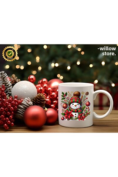 WİLLOW STORE كوب بورسلين بتصميم رجل الثلج اللطيف من نويل، 19 موضوعًا، لعيد ال...