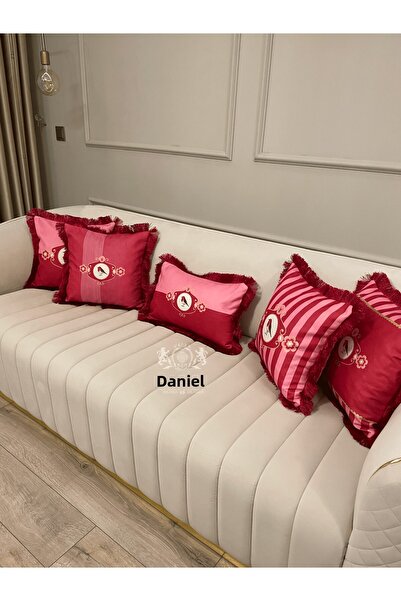 Daniel Home Design Premium |   Love Birds Pink Series Tasseled 5-Piece Throw Pillow Cover Set