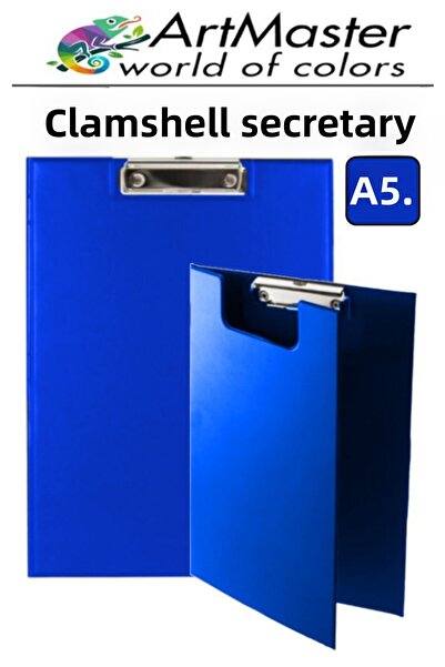 Artmaster A5 Blue Cover Secretarial 1 Piece Color Clip Metal Mechanism 80 Lea...