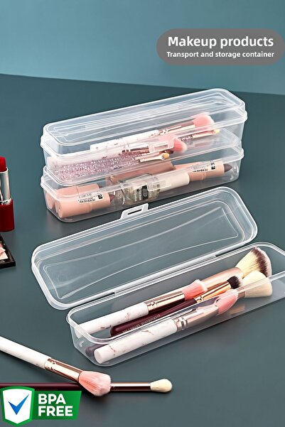 HomeBasics صندوق تخزين فرشاة معجون الأسنان من ماكياج ستيتش، بلاستيك شفاف