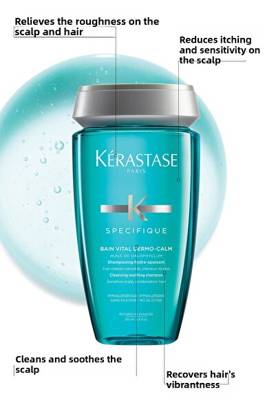 Kerastase Bain Vital Dermocalme 250 Ml - Anti-oily Scalp and Sensitivity Shampoo