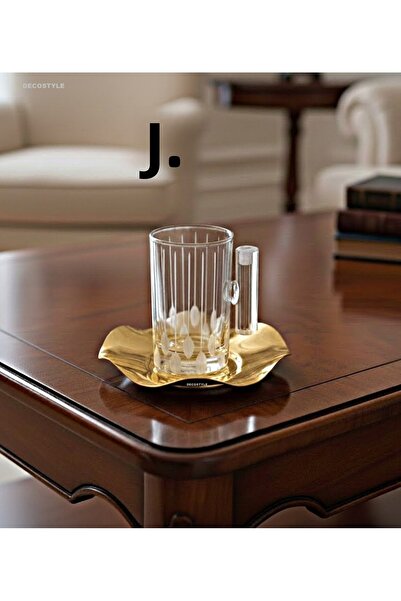 DECOSTYLE 18 Piece Modern Glass Tea Set with Steel Plate |   Premium Hospitality Luxury Presentation Set