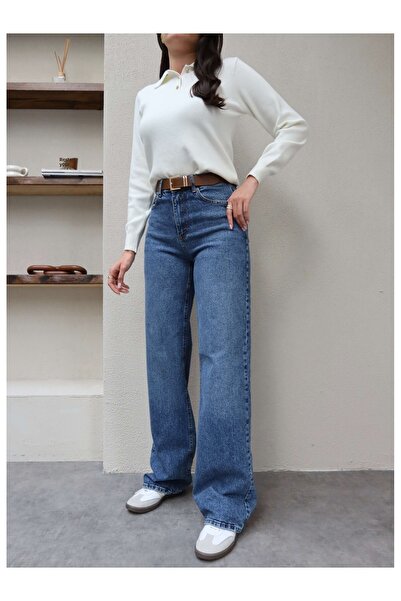 ESRAHELVACI High Waist Straight Cut Belted Jeans
