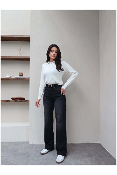 ESRAHELVACI High Waist Straight Cut Belted Jeans