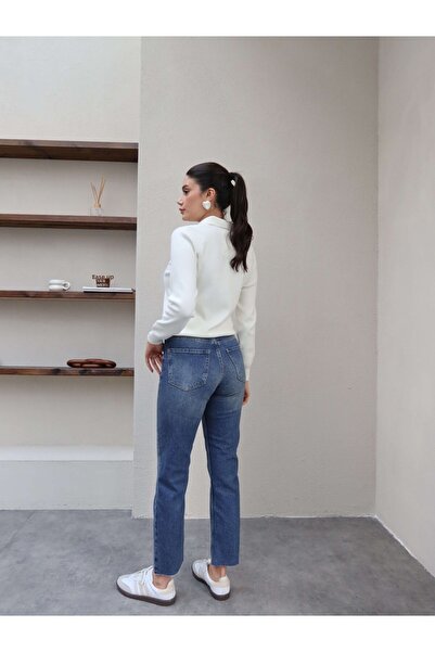 ESRAHELVACI Blue Tinted Leg Cut-Out Original Jeans