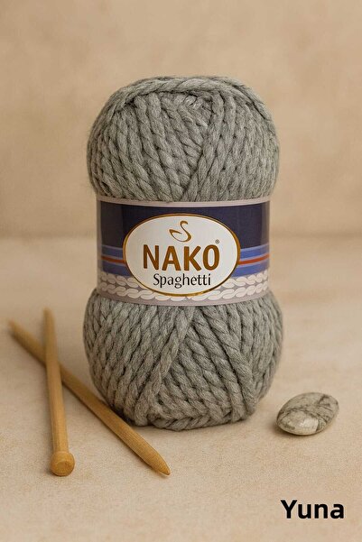 NAKO خيط حياكة سميك للشتاء من نوع سباغيتي، 25% صوف، 790 رمادي ميلانج