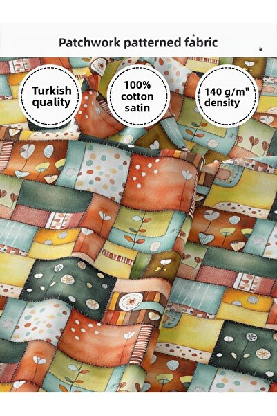 FabricMarket bumbac 100% Țesătură din satin patchwork – 155×100 cm – Pentru c...
