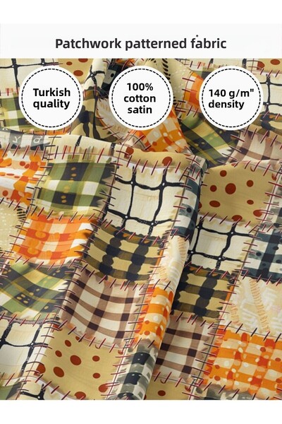 FabricMarket 100% Cotton Satin Patchwork Fabric – 155×100 cm – for Sewing and DIY