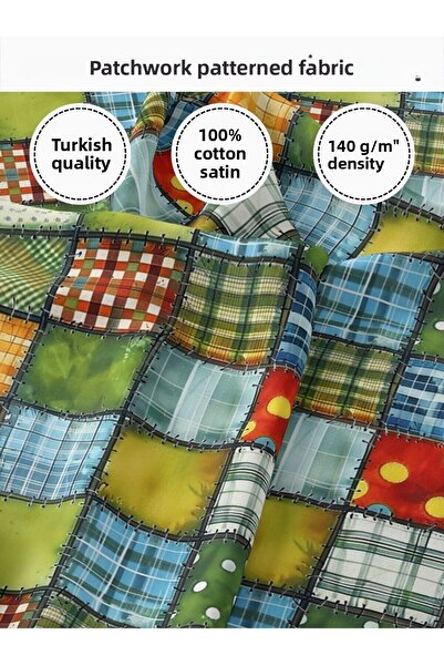 FabricMarket bumbac 100% Țesătură din satin patchwork – 155×100 cm – Pentru c...