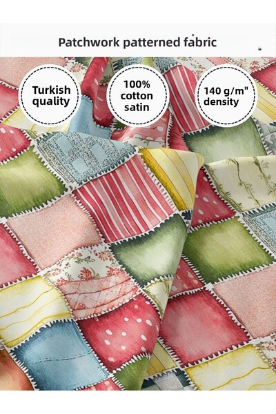 FabricMarket bumbac 100% Țesătură din satin patchwork – 155×100 cm – Pentru c...