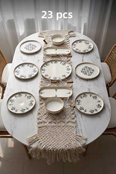 Kitchen Life Set de mic dejun D-Harma, 23 piese, pentru 6 persoane - Set de prezentare pentru mic dejun cu boluri pentru sos și linguri