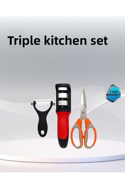 UCUZTEKNO Multifunctional kitchen scissors set - includes 3 scissors, sharpen...