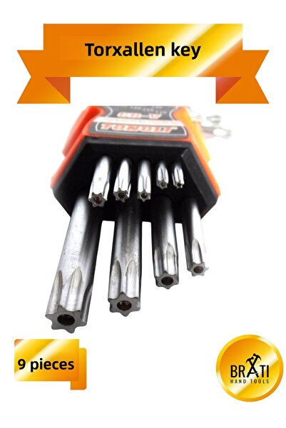 BRATİ HAND TOOLS Yıldız Torx Allen Combination 9 Piece Allen Key Set Cr-V