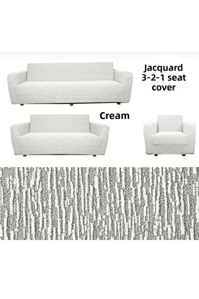 ARTUÇ غطاء كرسي جاكار (3-2-1) بدون حافة (كريمي)