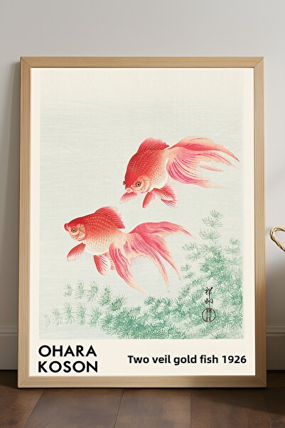 Duvarda Poster înrămat din lemn natural Ohara Koson, pictură decorativă de pe...