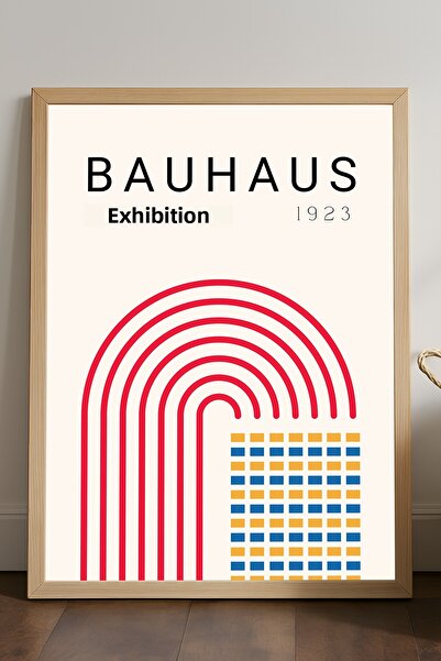 Duvarda Poster înrămat din lemn natural Bauhaus, pictură decorativă artistică...