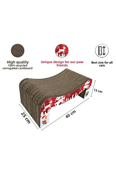 EMS Ambalaj Cardboard Cat Scratching Post, New Year's Concept, Cardboard Cat Bed, 40*25*15 cm
