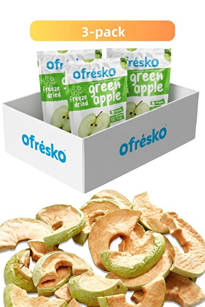 Ofrésko رقائق فاكهة التفاح الأخضر المجففة 3 عبوات - بدون إضافات أو سكر مضاف -...