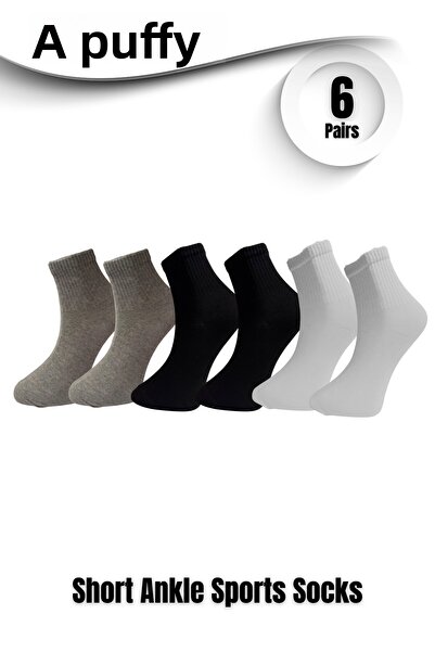 PUFAZZO Дамски къси чорапи Спортни чорапи 6-пакет - естествен памук, безшевни, тенис, колеж, спортни чорапи