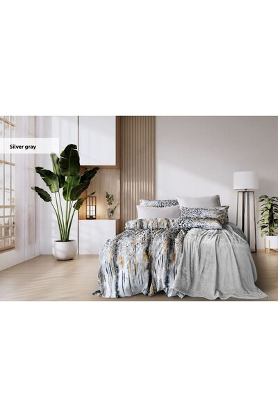 İyi Geceler İstanbul Misty Double Blanket Duvet Cover Set Argento Gray
