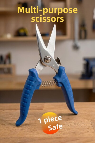 Badem10 Multi-Purpose Functional Scissors with Plastic Handle Hobby Repair Scissors with Safety Lock